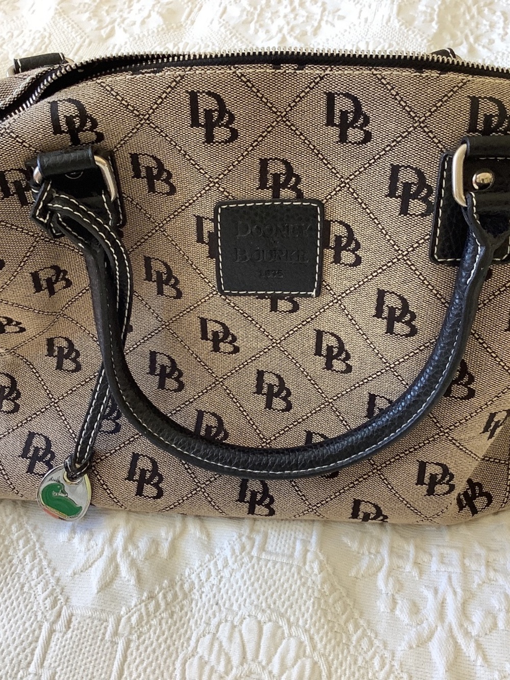 Knock Off Bag imitation of DB Smart taupe with black print logo & handles
